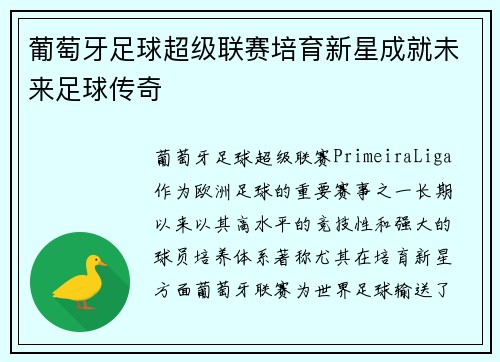 葡萄牙足球超级联赛培育新星成就未来足球传奇